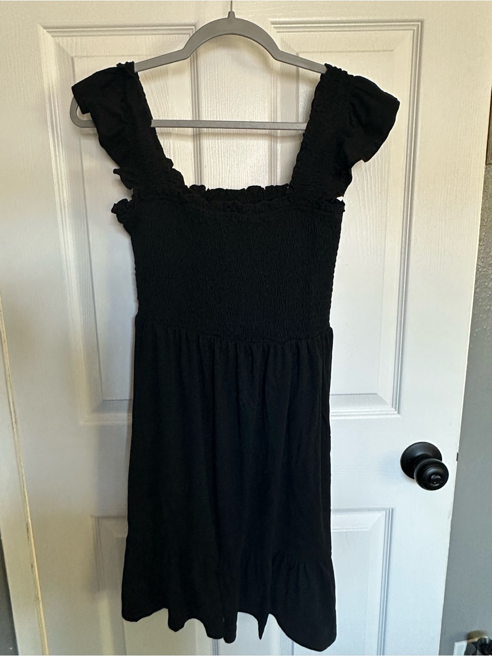 Kids Black Smocked Sundress with Ruffle Straps